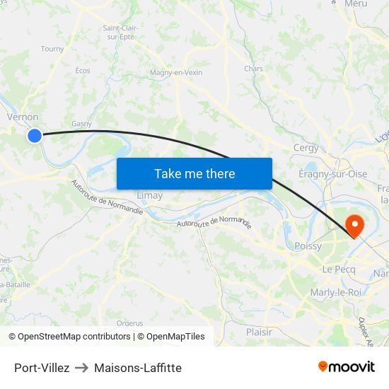 Port-Villez to Maisons-Laffitte map