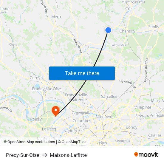 Precy-Sur-Oise to Maisons-Laffitte map