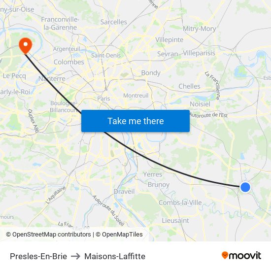 Presles-En-Brie to Maisons-Laffitte map