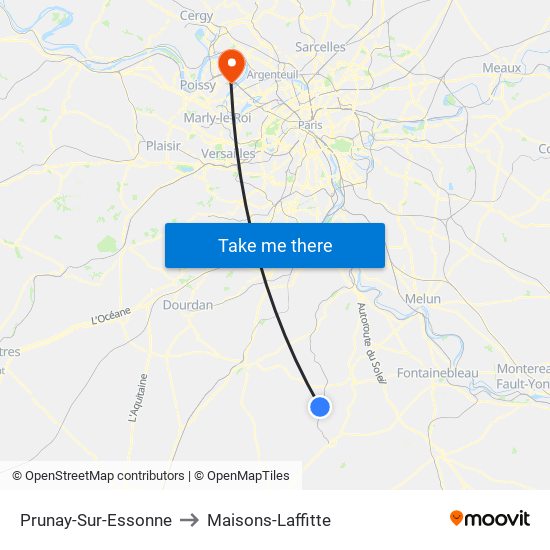 Prunay-Sur-Essonne to Maisons-Laffitte map