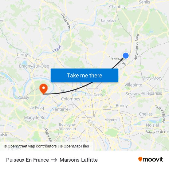 Puiseux-En-France to Maisons-Laffitte map