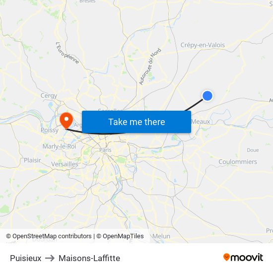Puisieux to Maisons-Laffitte map