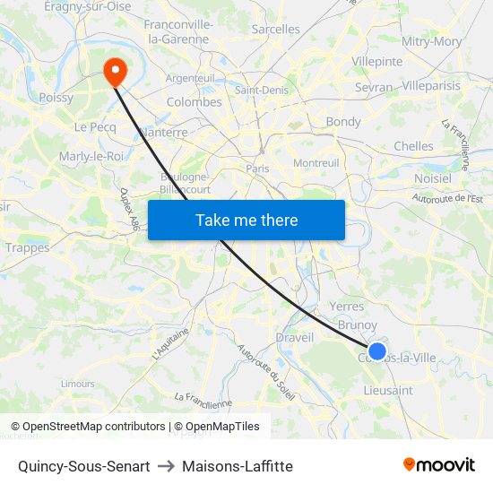 Quincy-Sous-Senart to Maisons-Laffitte map