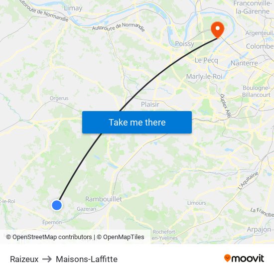 Raizeux to Maisons-Laffitte map