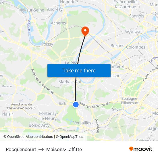 Rocquencourt to Maisons-Laffitte map