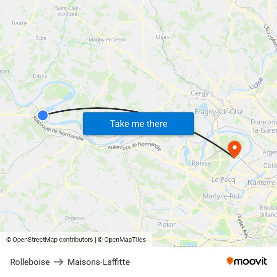 Rolleboise to Maisons-Laffitte map