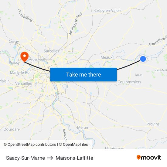 Saacy-Sur-Marne to Maisons-Laffitte map
