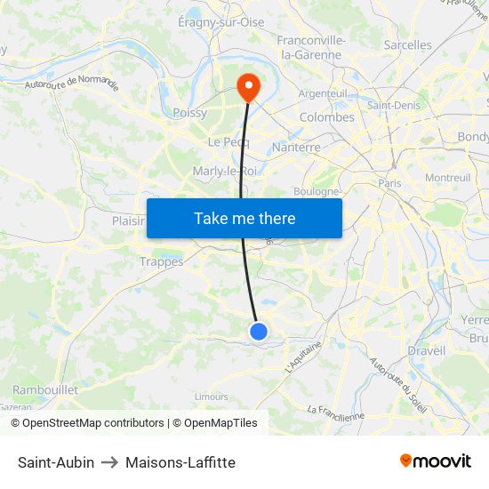 Saint-Aubin to Maisons-Laffitte map