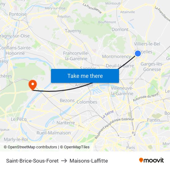 Saint-Brice-Sous-Foret to Maisons-Laffitte map
