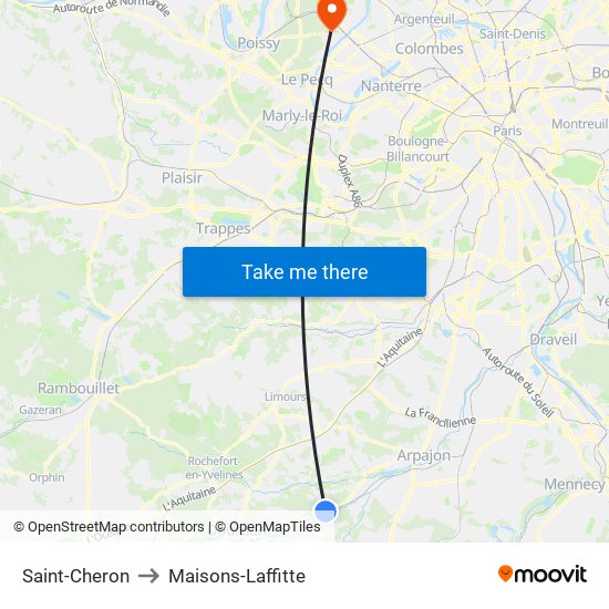 Saint-Cheron to Maisons-Laffitte map