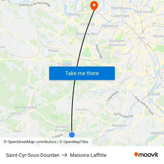 Saint-Cyr-Sous-Dourdan to Maisons-Laffitte map