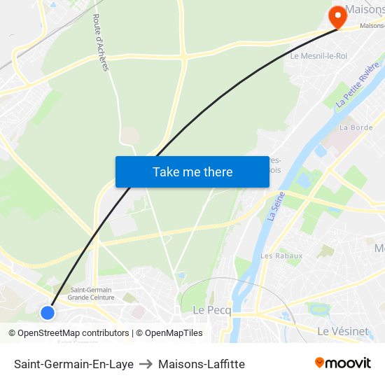 Saint-Germain-En-Laye to Maisons-Laffitte map