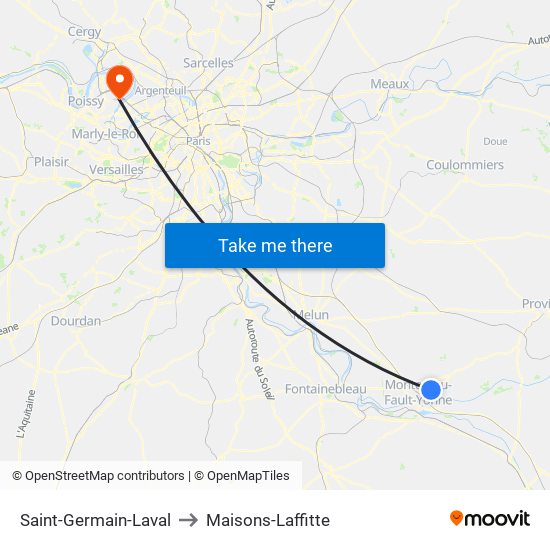 Saint-Germain-Laval to Maisons-Laffitte map