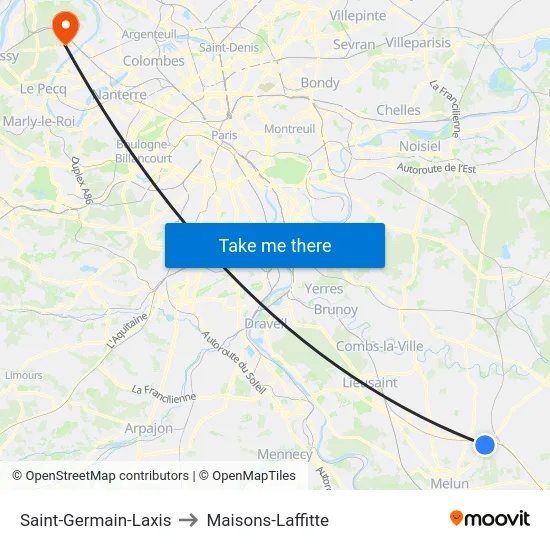 Saint-Germain-Laxis to Maisons-Laffitte map