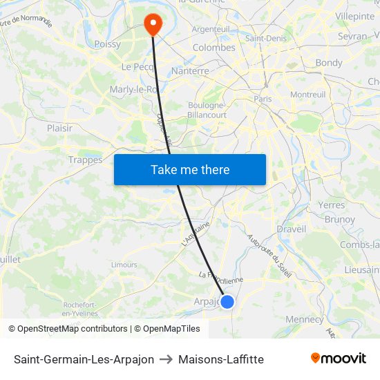 Saint-Germain-Les-Arpajon to Maisons-Laffitte map
