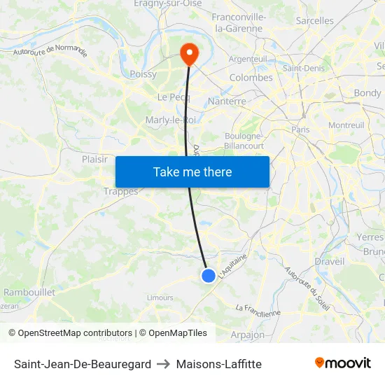 Saint-Jean-De-Beauregard to Maisons-Laffitte map