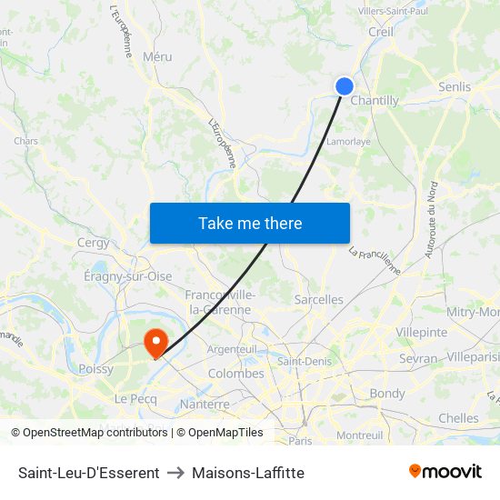 Saint-Leu-D'Esserent to Maisons-Laffitte map