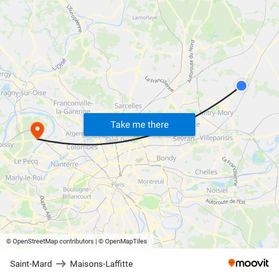 Saint-Mard to Maisons-Laffitte map