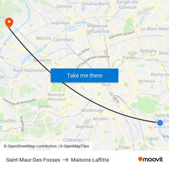 Saint-Maur-Des-Fosses to Maisons-Laffitte map