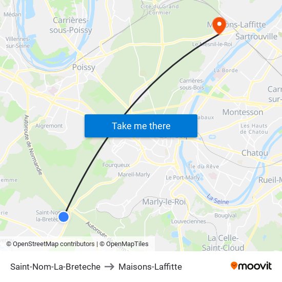 Saint-Nom-La-Breteche to Maisons-Laffitte map