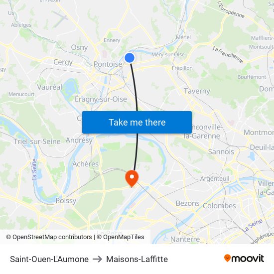 Saint-Ouen-L'Aumone to Maisons-Laffitte map
