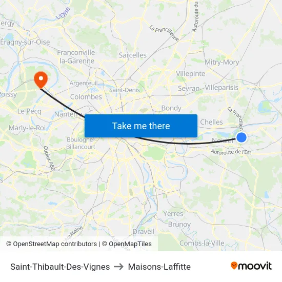 Saint-Thibault-Des-Vignes to Maisons-Laffitte map