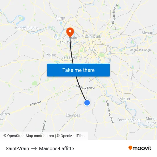 Saint-Vrain to Maisons-Laffitte map