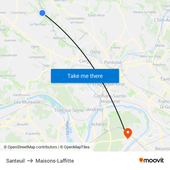 Santeuil to Maisons-Laffitte map