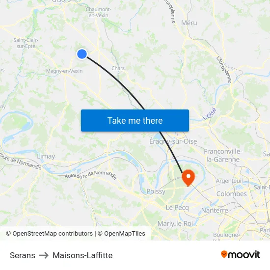 Serans to Maisons-Laffitte map