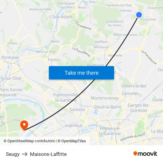 Seugy to Maisons-Laffitte map