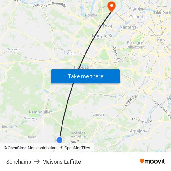 Sonchamp to Maisons-Laffitte map