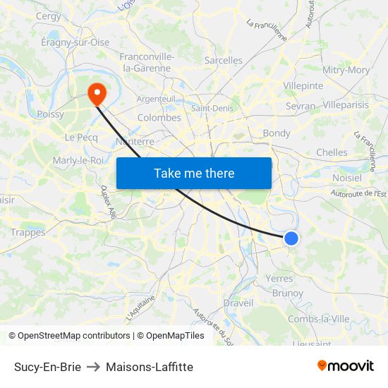 Sucy-En-Brie to Maisons-Laffitte map