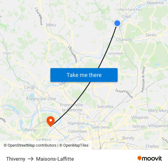 Thiverny to Maisons-Laffitte map