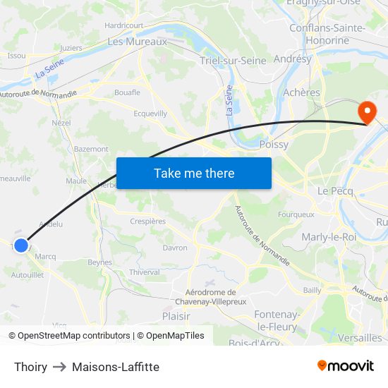 Thoiry to Maisons-Laffitte map