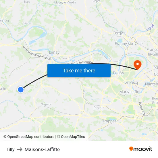 Tilly to Maisons-Laffitte map