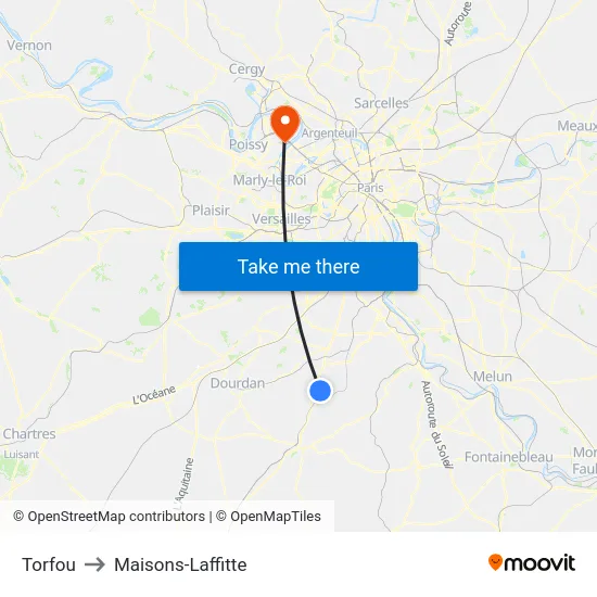 Torfou to Maisons-Laffitte map