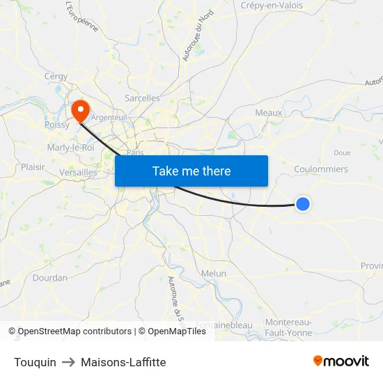 Touquin to Maisons-Laffitte map