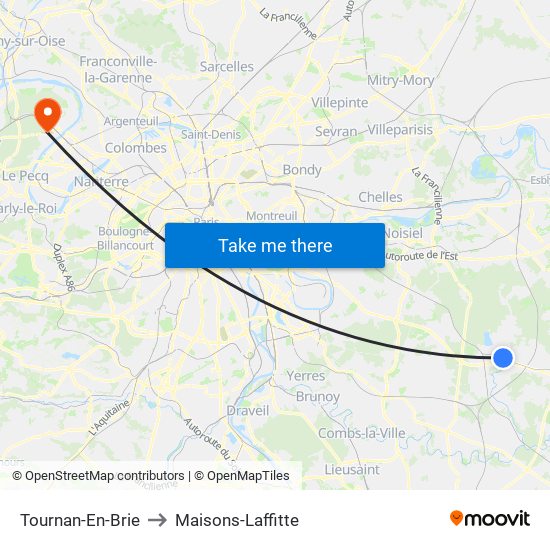 Tournan-En-Brie to Maisons-Laffitte map