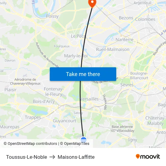 Toussus-Le-Noble to Maisons-Laffitte map