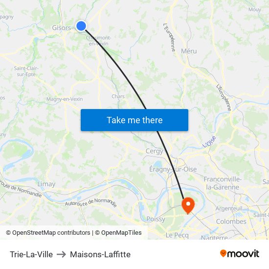 Trie-La-Ville to Maisons-Laffitte map