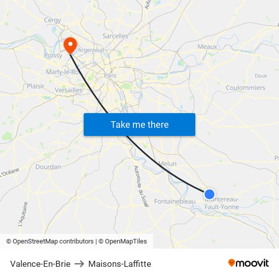 Valence-En-Brie to Maisons-Laffitte map