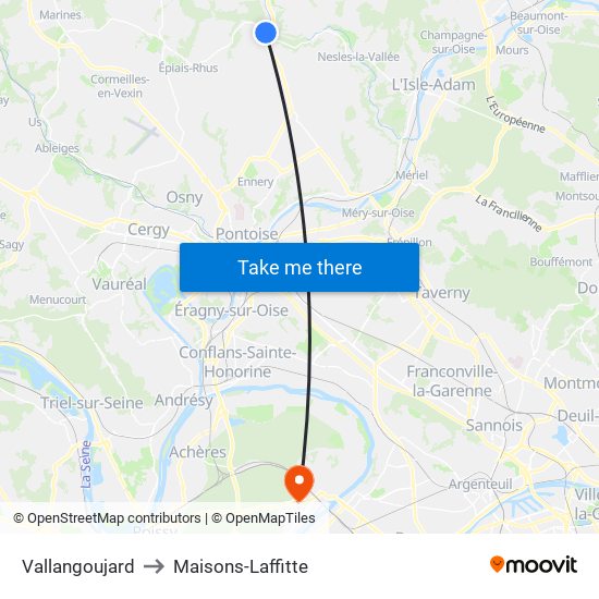 Vallangoujard to Maisons-Laffitte map