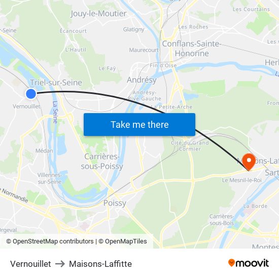 Vernouillet to Maisons-Laffitte map