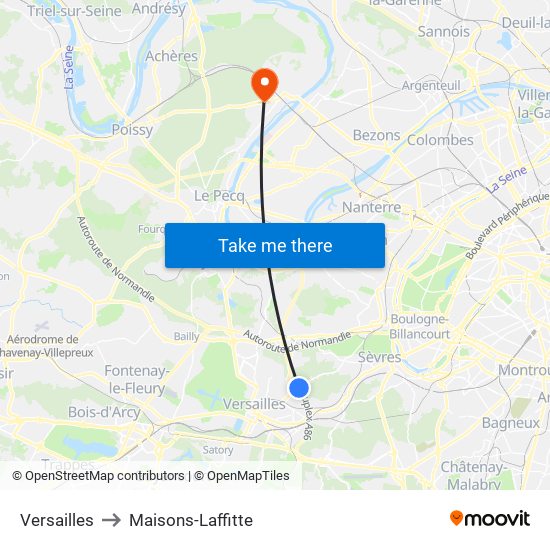 Versailles to Maisons-Laffitte map