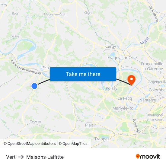 Vert to Maisons-Laffitte map