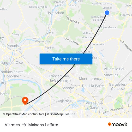 Viarmes to Maisons-Laffitte map