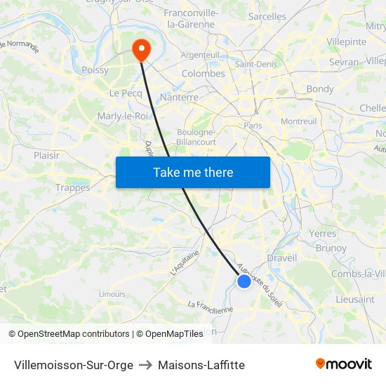 Villemoisson-Sur-Orge to Maisons-Laffitte map