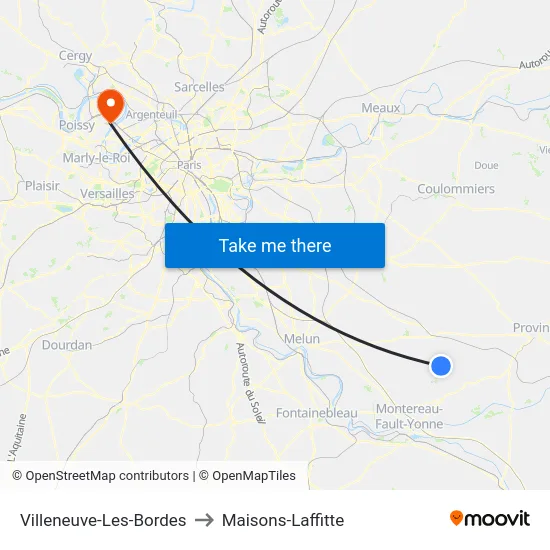 Villeneuve-Les-Bordes to Maisons-Laffitte map