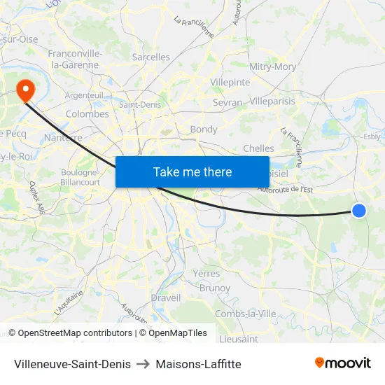 Villeneuve-Saint-Denis to Maisons-Laffitte map