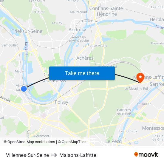 Villennes-Sur-Seine to Maisons-Laffitte map